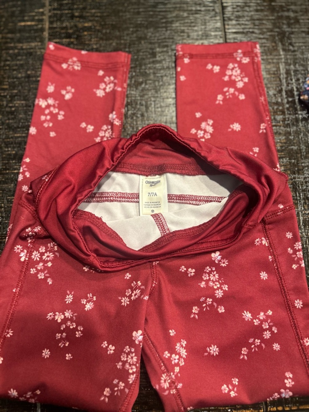 OshKosh B'gosh Kids Maroon Floral Leggings - Picture 2 of 4